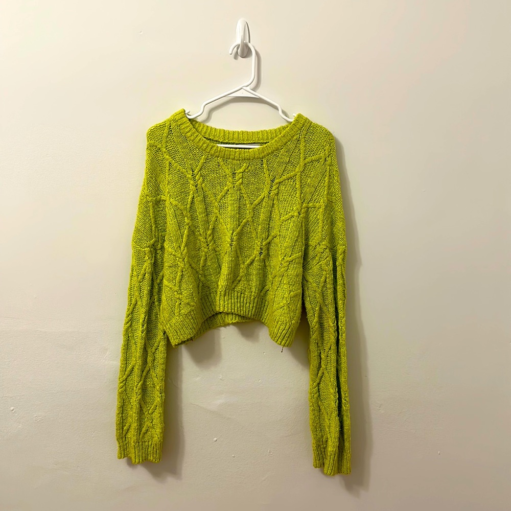 Lime Green Cropped Sweater: Urban Outfitters